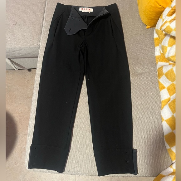 Marni 100% Virgin Wool Black Cropped Trousers Made in Italy - Picture 6 of 7